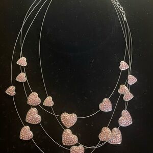 Suzanne Somers floating heart pink wire necklace